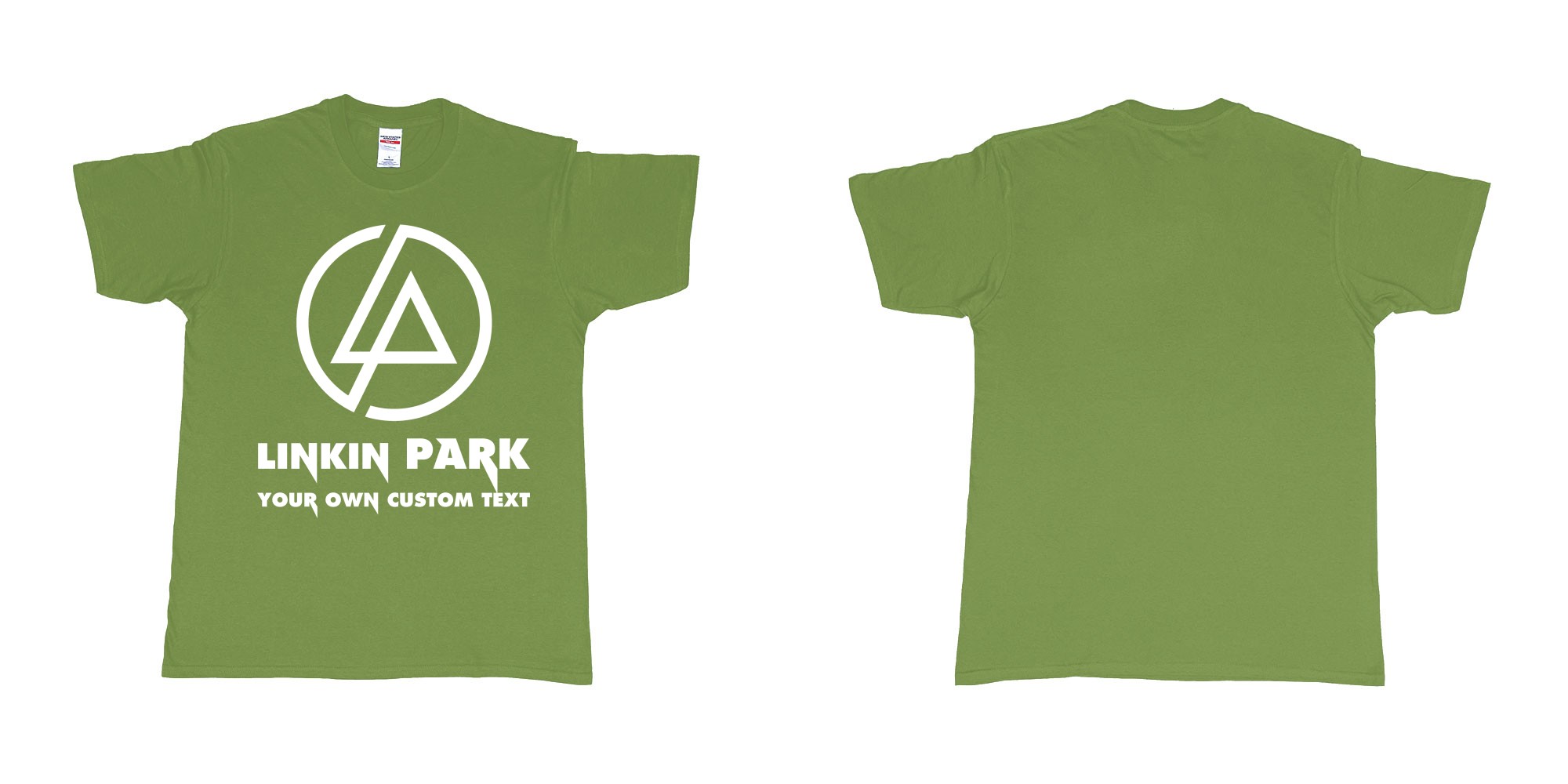 Custom tshirt design linkin park custom tshirt printing bali in fabric color military-green choice your own text made in Bali by The Pirate Way