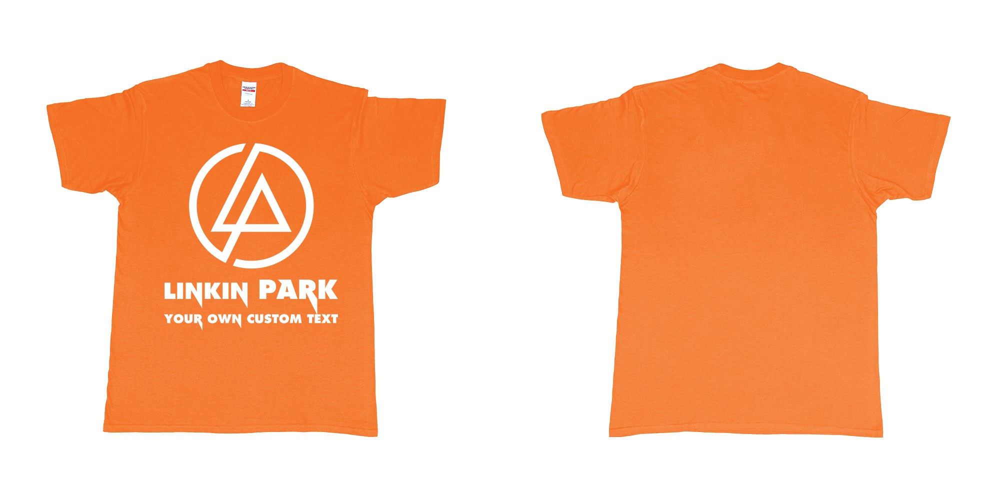 Custom tshirt design linkin park custom tshirt printing bali in fabric color orange choice your own text made in Bali by The Pirate Way