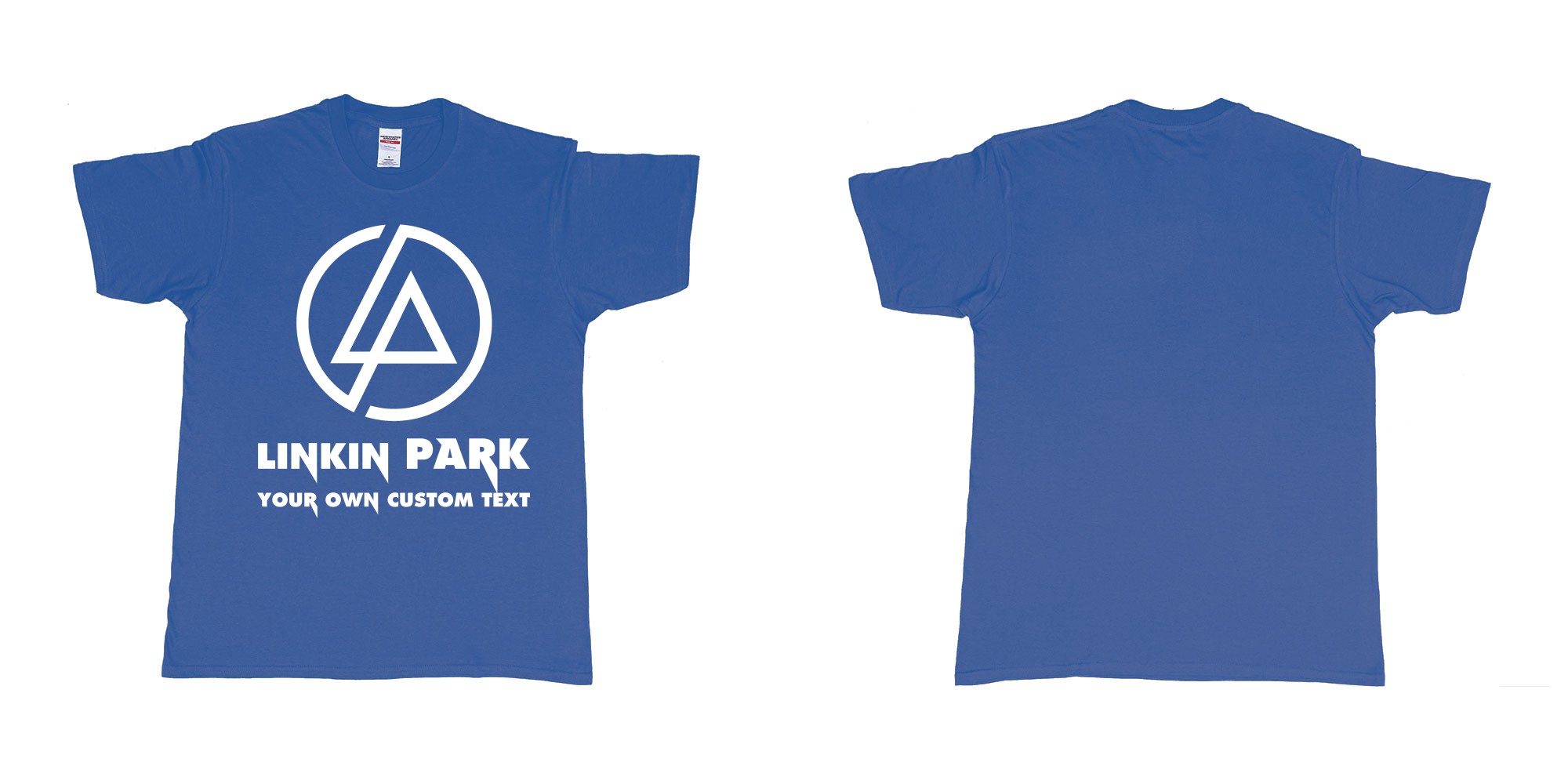 Custom tshirt design linkin park custom tshirt printing bali in fabric color royal-blue choice your own text made in Bali by The Pirate Way