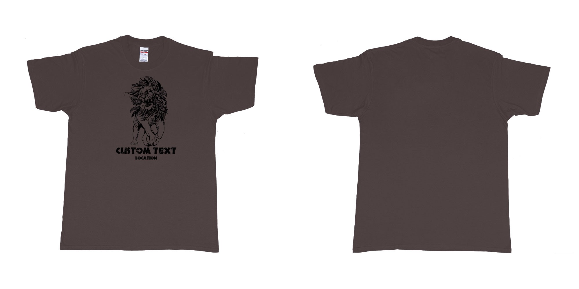 Custom tshirt design lion august tribal in fabric color dark-chocolate choice your own text made in Bali by The Pirate Way