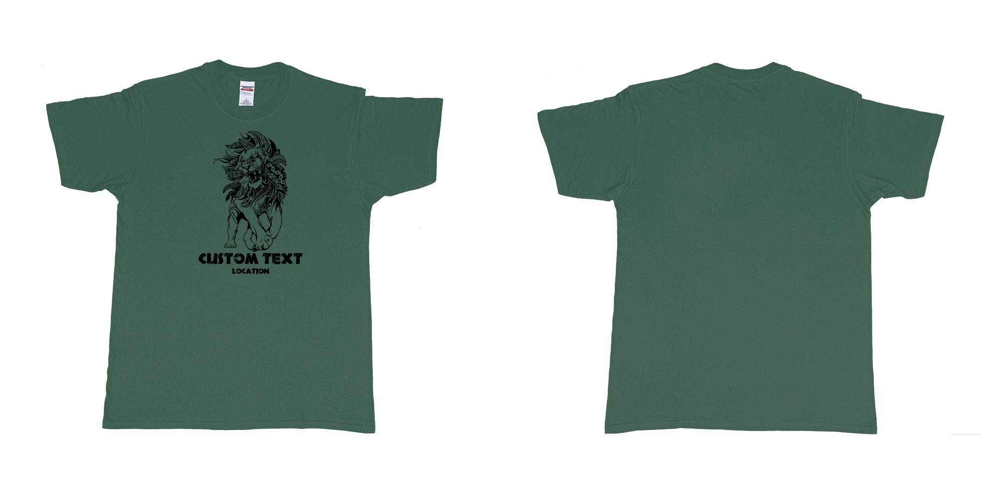 Custom tshirt design lion august tribal in fabric color forest-green choice your own text made in Bali by The Pirate Way
