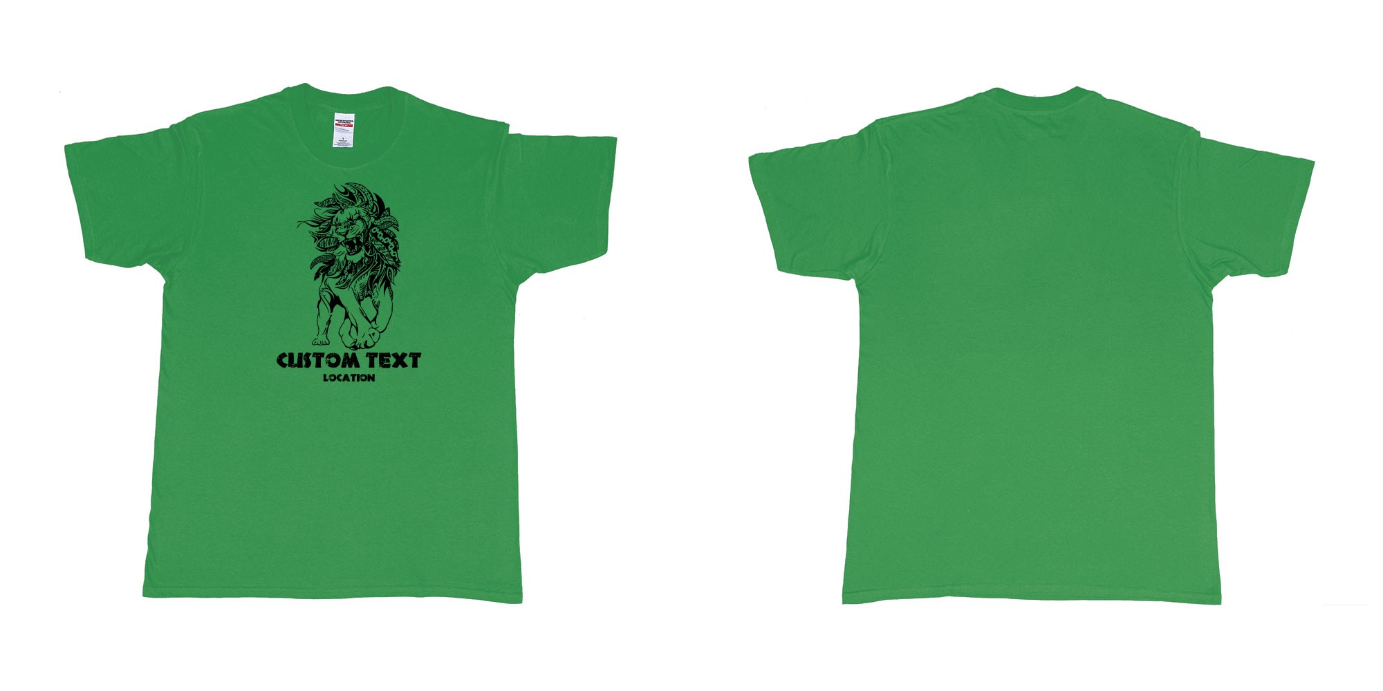 Custom tshirt design lion august tribal in fabric color irish-green choice your own text made in Bali by The Pirate Way