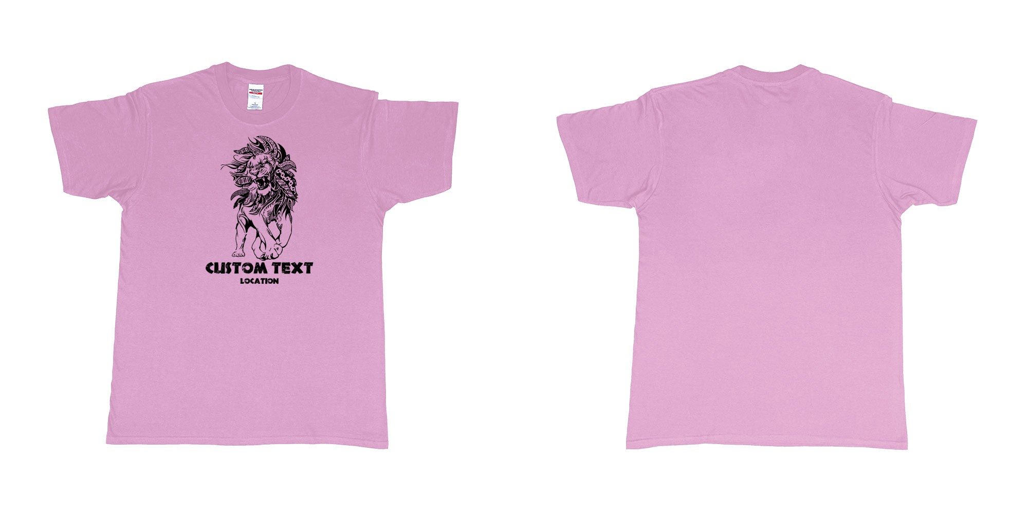 Custom tshirt design lion august tribal in fabric color light-pink choice your own text made in Bali by The Pirate Way