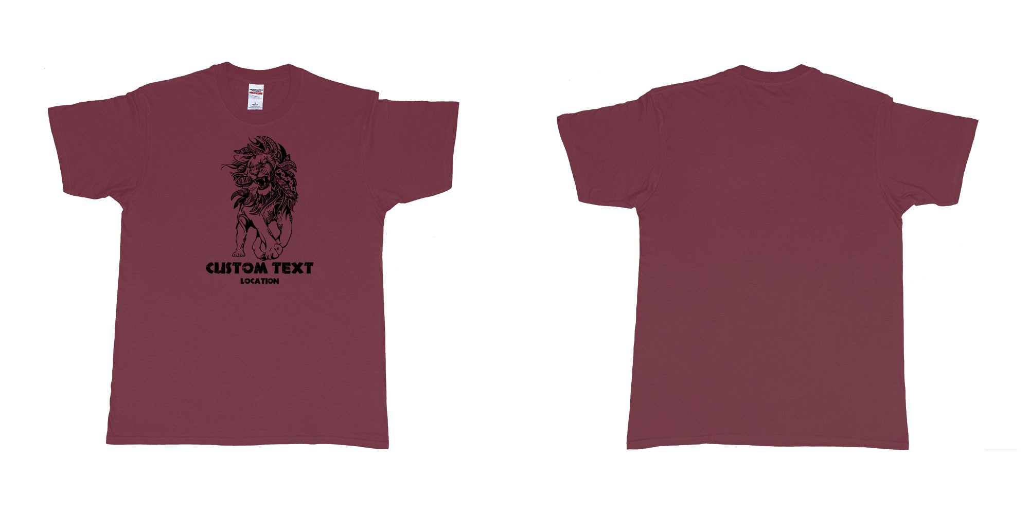 Custom tshirt design lion august tribal in fabric color marron choice your own text made in Bali by The Pirate Way