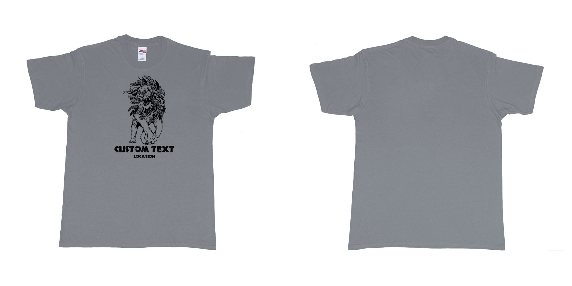 Custom tshirt design lion august tribal in fabric color misty choice your own text made in Bali by The Pirate Way