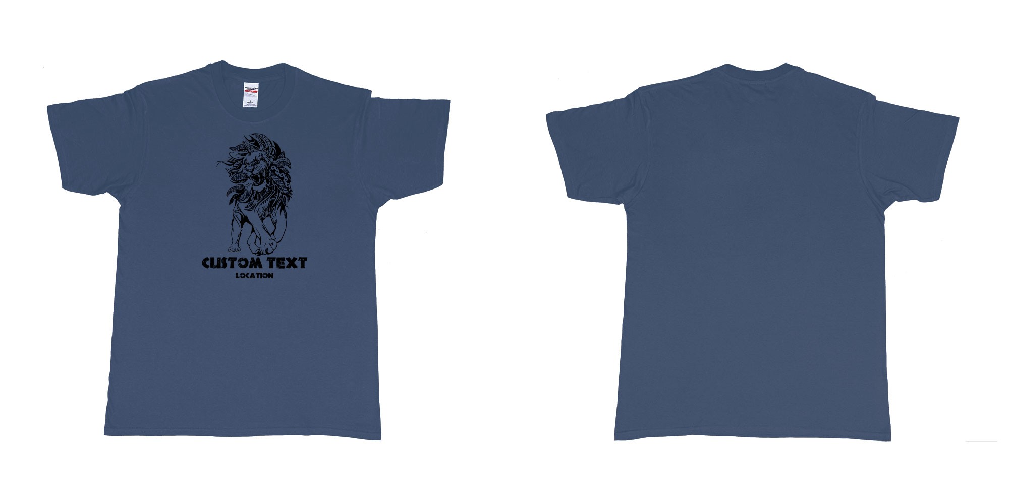 Custom tshirt design lion august tribal in fabric color navy choice your own text made in Bali by The Pirate Way