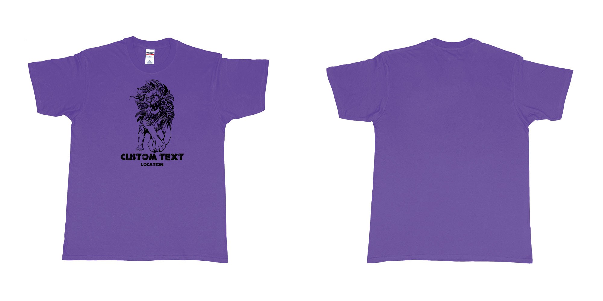 Custom tshirt design lion august tribal in fabric color purple choice your own text made in Bali by The Pirate Way