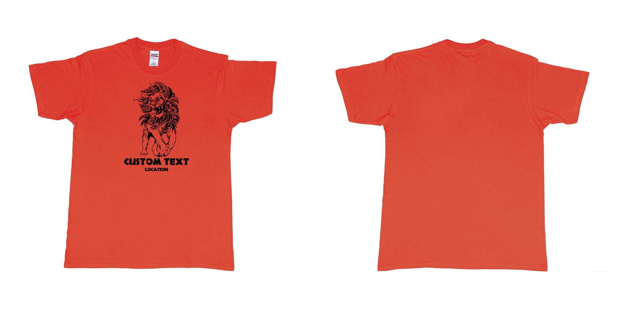 Custom tshirt design lion august tribal in fabric color red choice your own text made in Bali by The Pirate Way