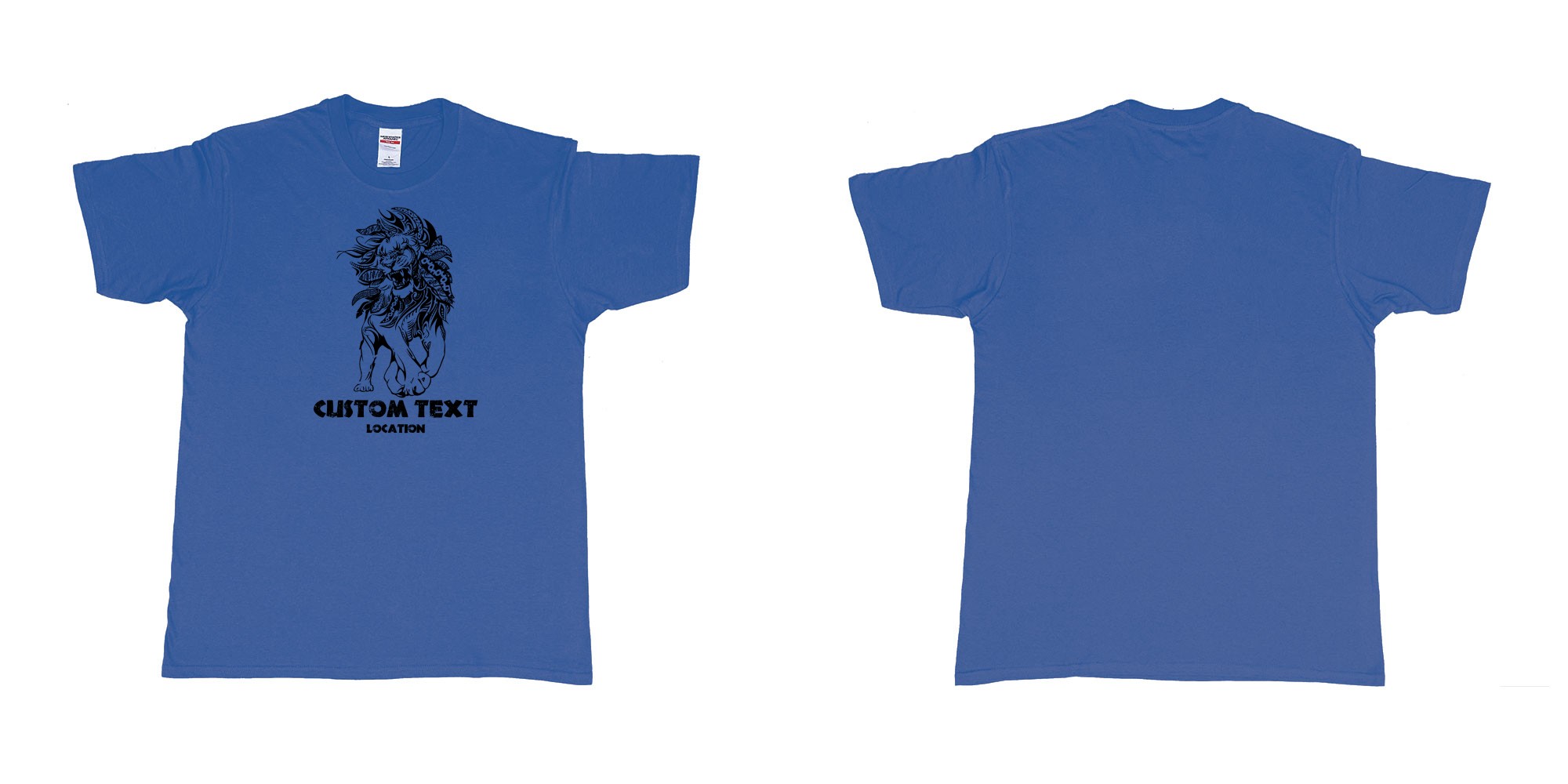 Custom tshirt design lion august tribal in fabric color royal-blue choice your own text made in Bali by The Pirate Way