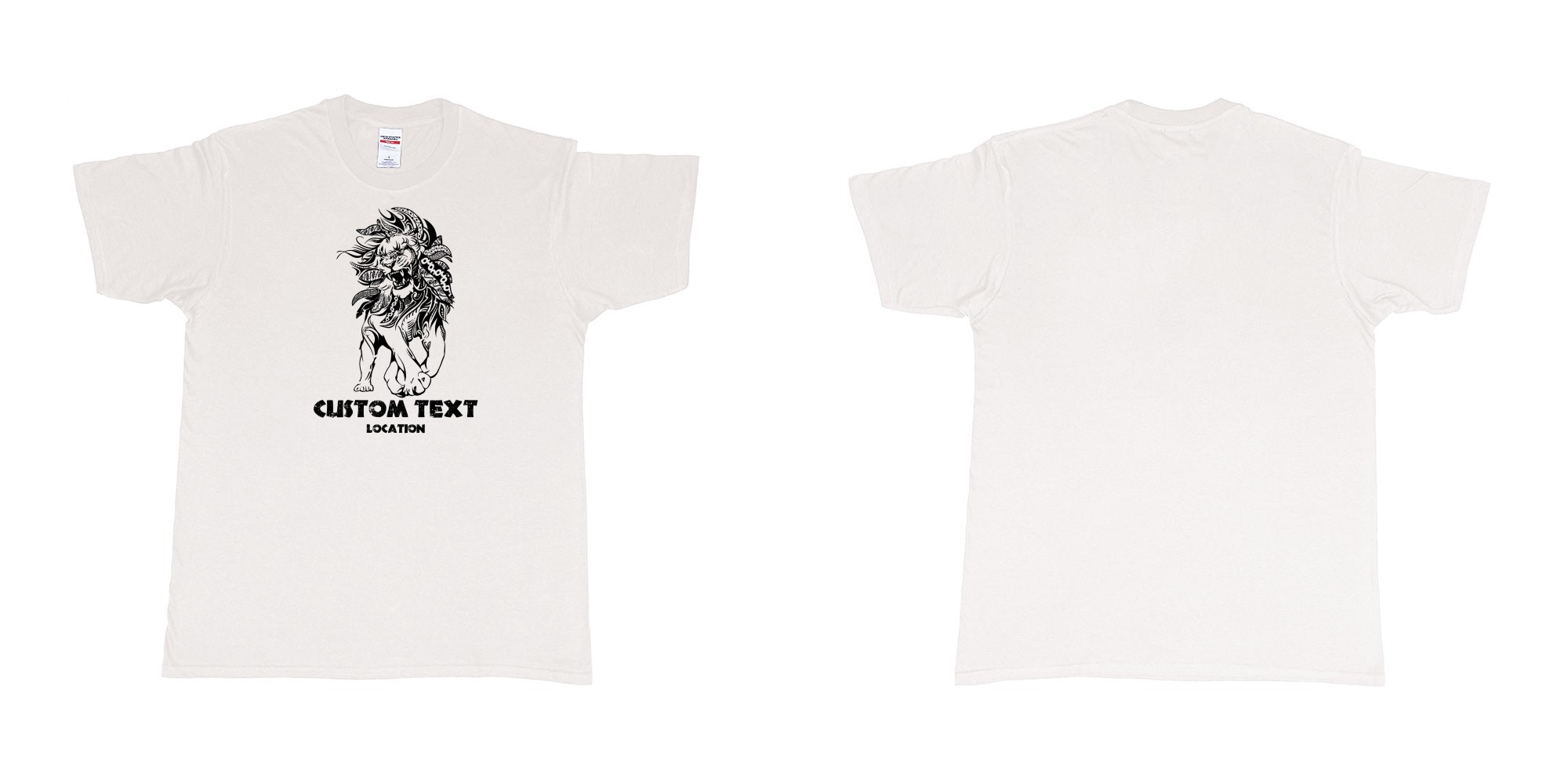 Custom tshirt design lion august tribal in fabric color white choice your own text made in Bali by The Pirate Way