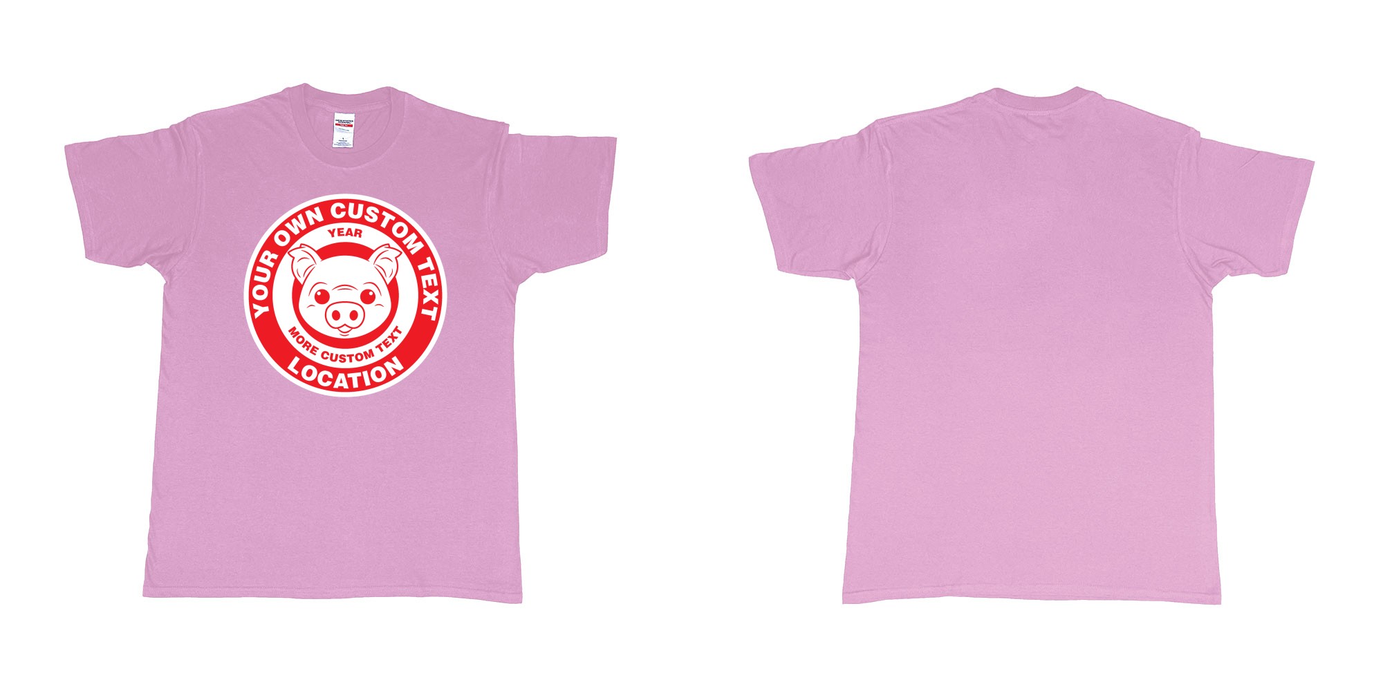 Custom tshirt design little piggy target in fabric color light-pink choice your own text made in Bali by The Pirate Way