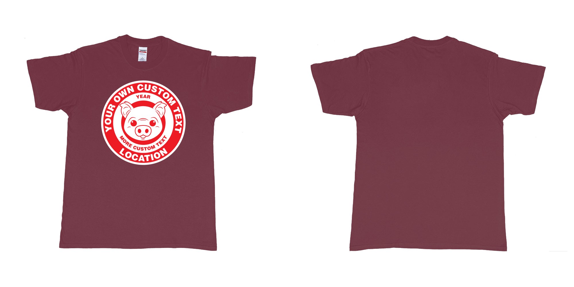 Custom tshirt design little piggy target in fabric color marron choice your own text made in Bali by The Pirate Way