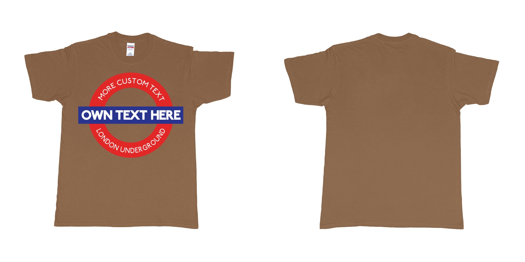 Custom tshirt design london underground logo custom design in fabric color chestnut choice your own text made in Bali by The Pirate Way