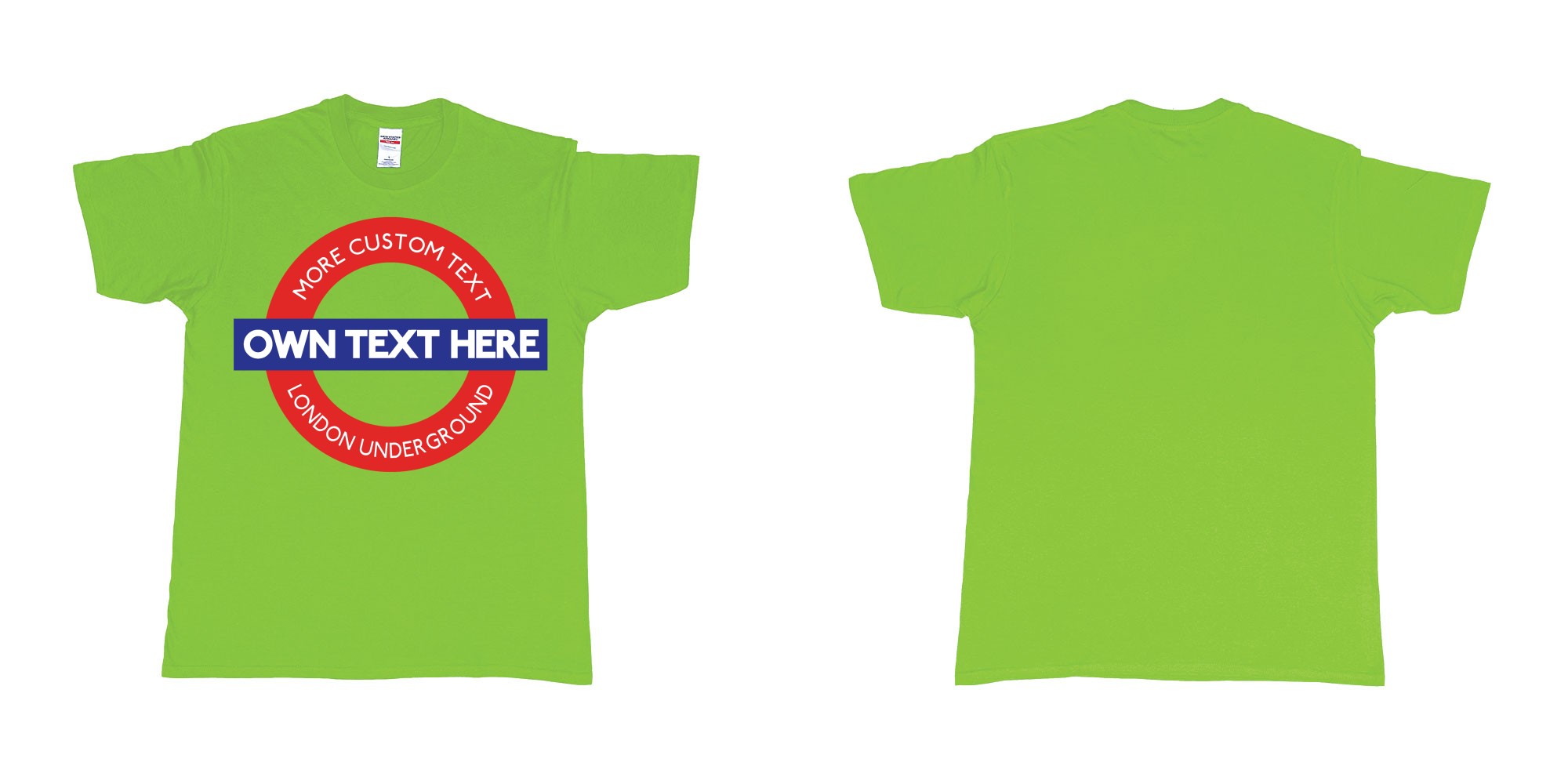 Custom tshirt design london underground logo custom design in fabric color lime choice your own text made in Bali by The Pirate Way