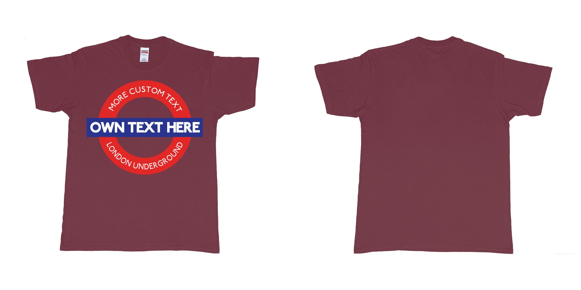 Custom tshirt design london underground logo custom design in fabric color marron choice your own text made in Bali by The Pirate Way