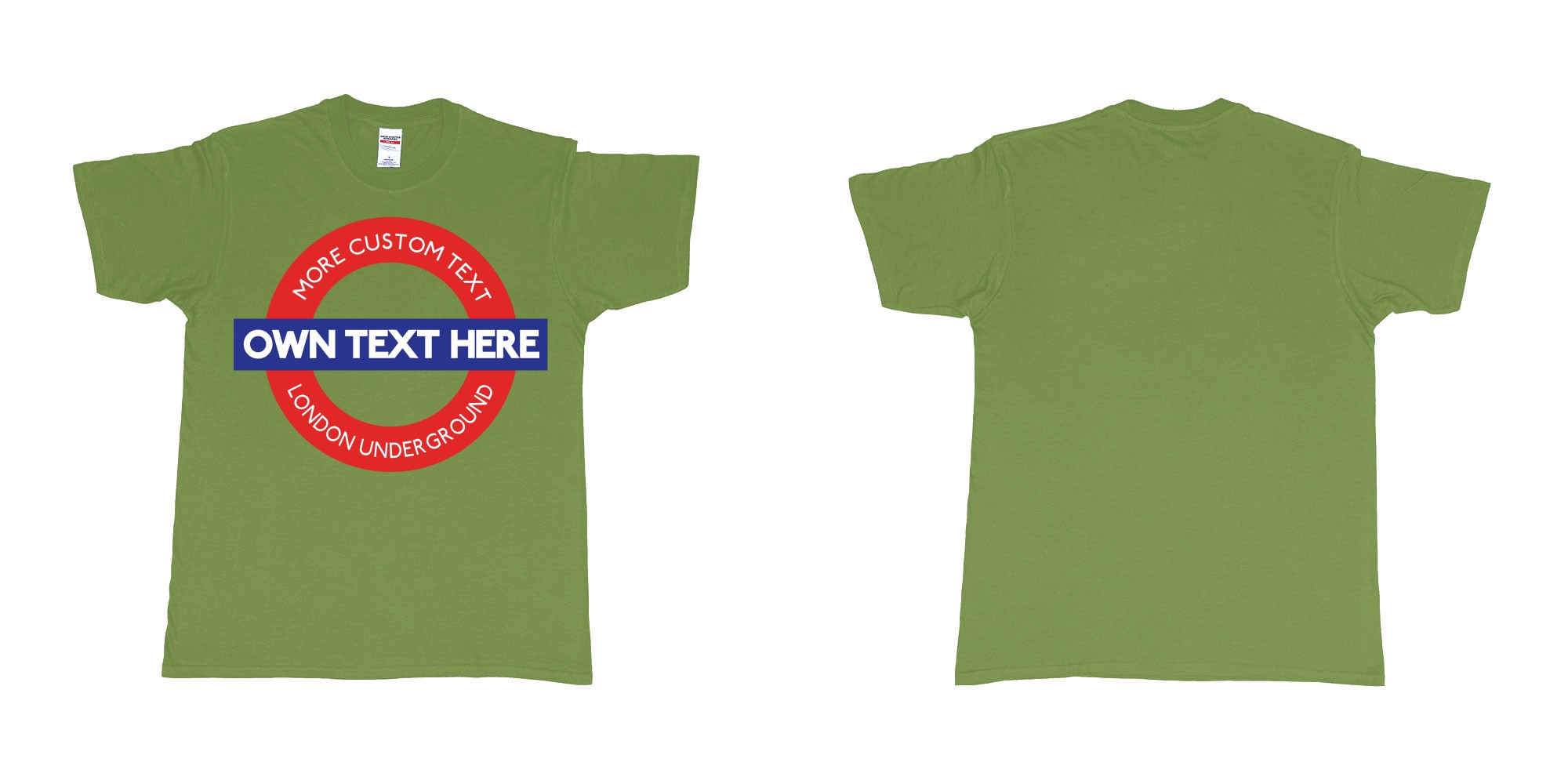 Custom tshirt design london underground logo custom design in fabric color military-green choice your own text made in Bali by The Pirate Way