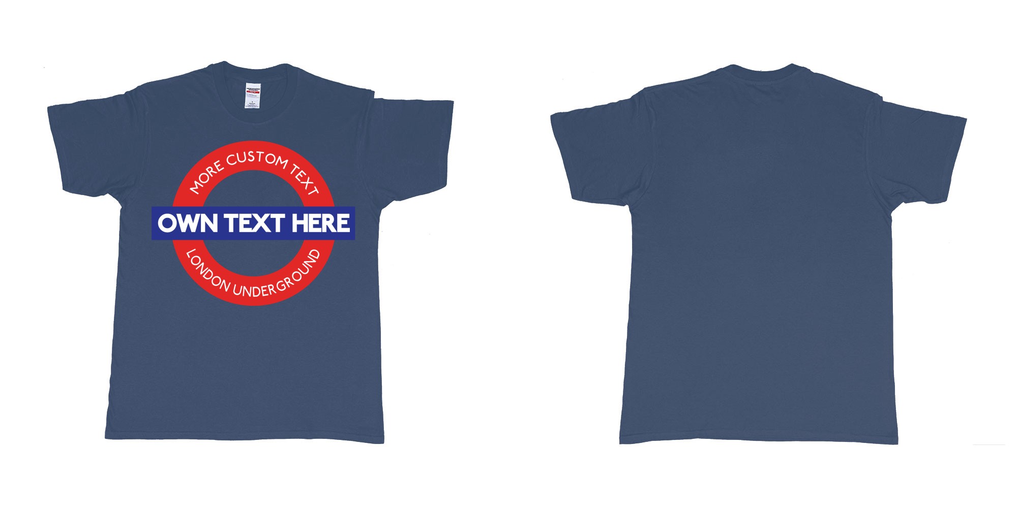 Custom tshirt design london underground logo custom design in fabric color navy choice your own text made in Bali by The Pirate Way