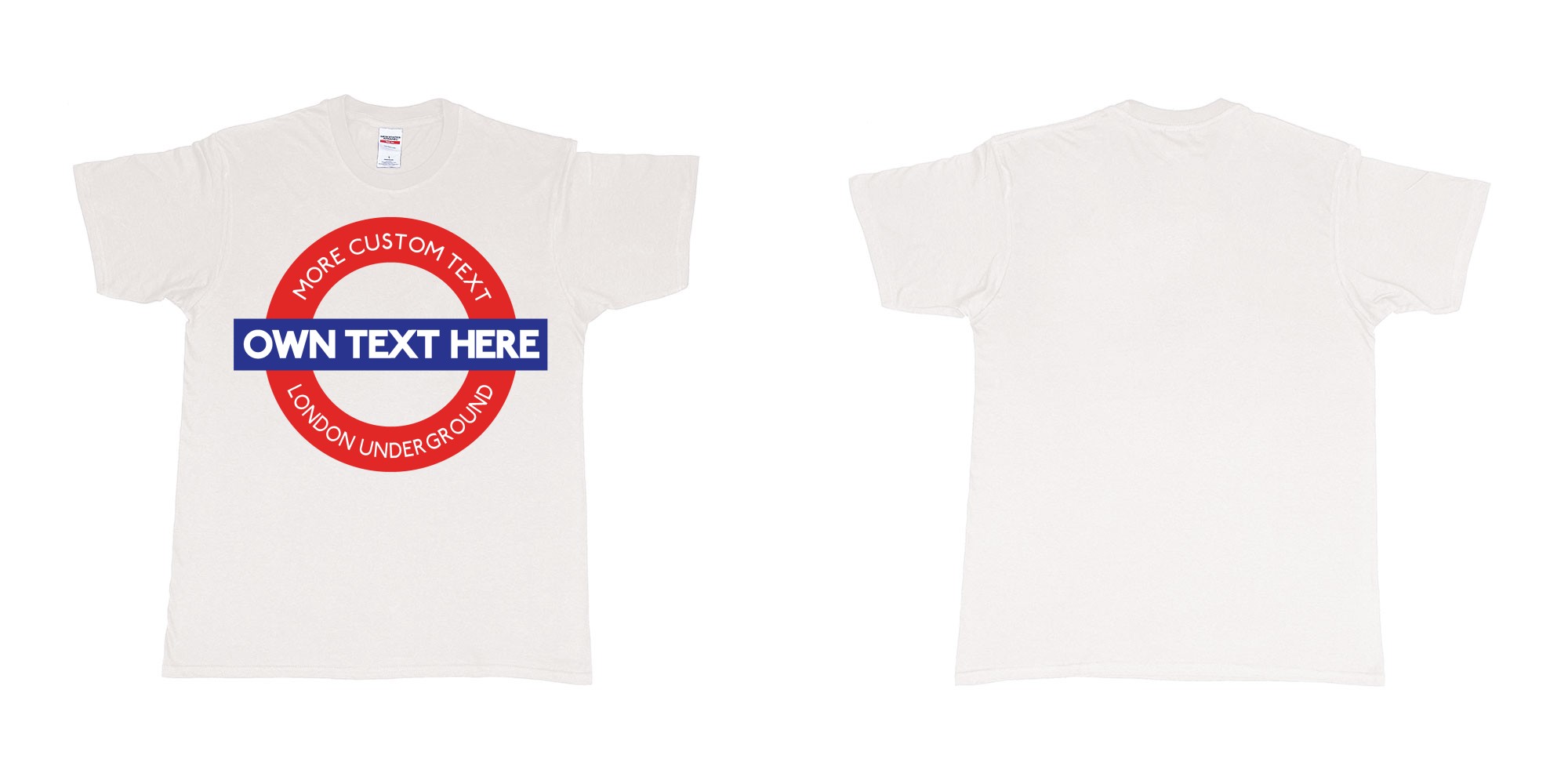 Custom tshirt design london underground logo custom design in fabric color white choice your own text made in Bali by The Pirate Way