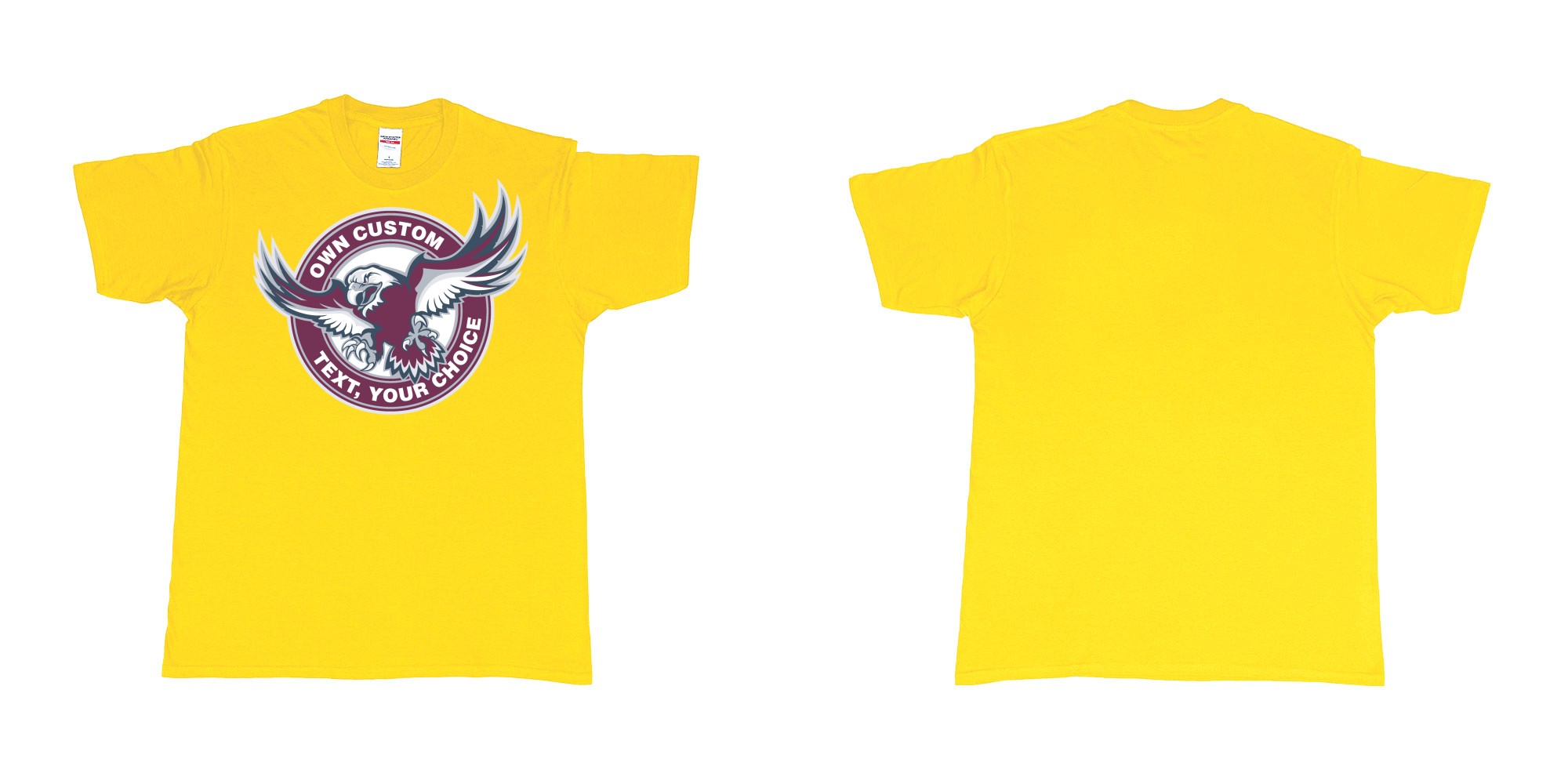Custom tshirt design manly warringah sea eagles custom logo design in fabric color daisy choice your own text made in Bali by The Pirate Way