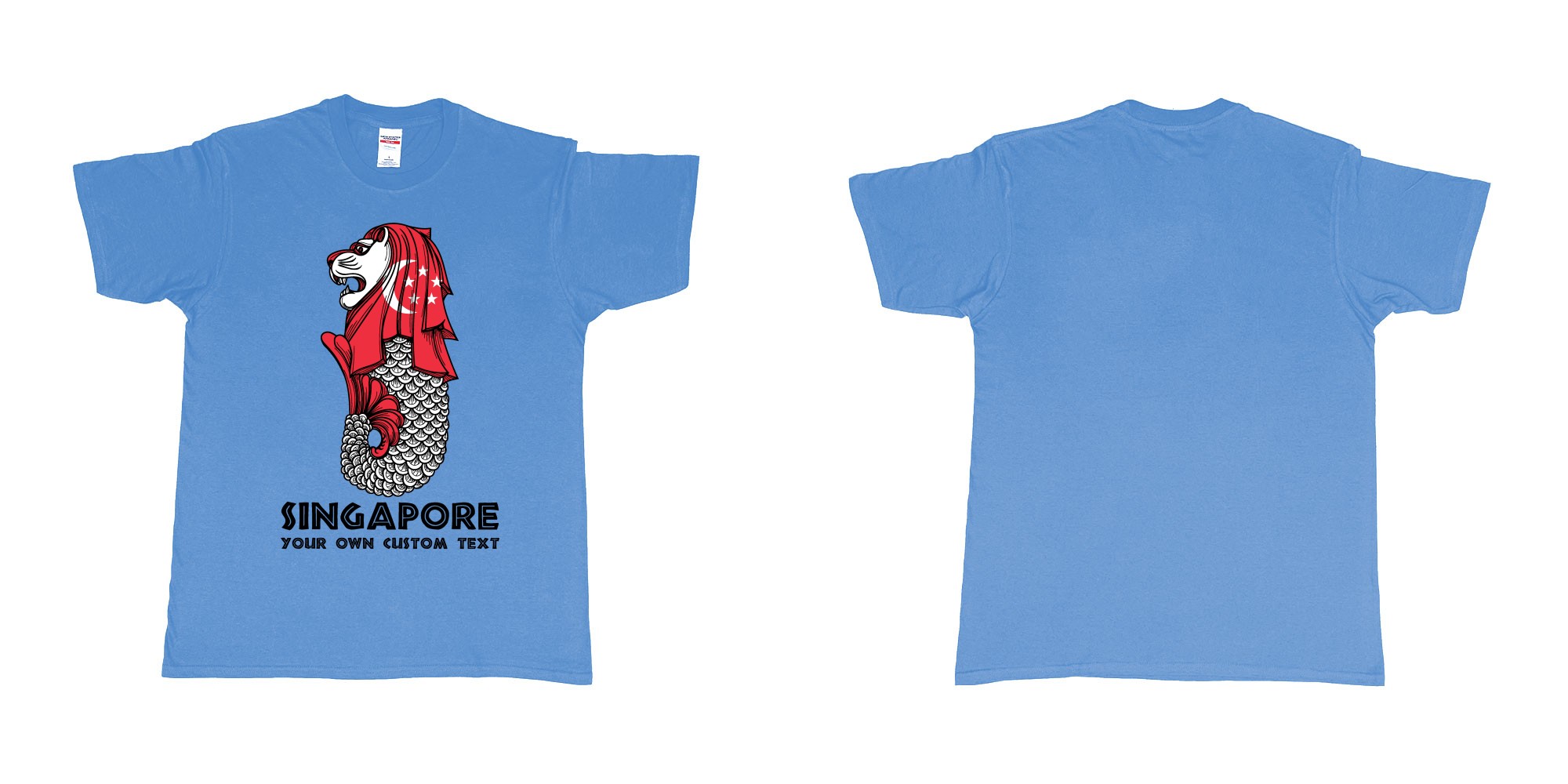 Custom tshirt design merlion singapore mascot statue lion in fabric color carolina-blue choice your own text made in Bali by The Pirate Way