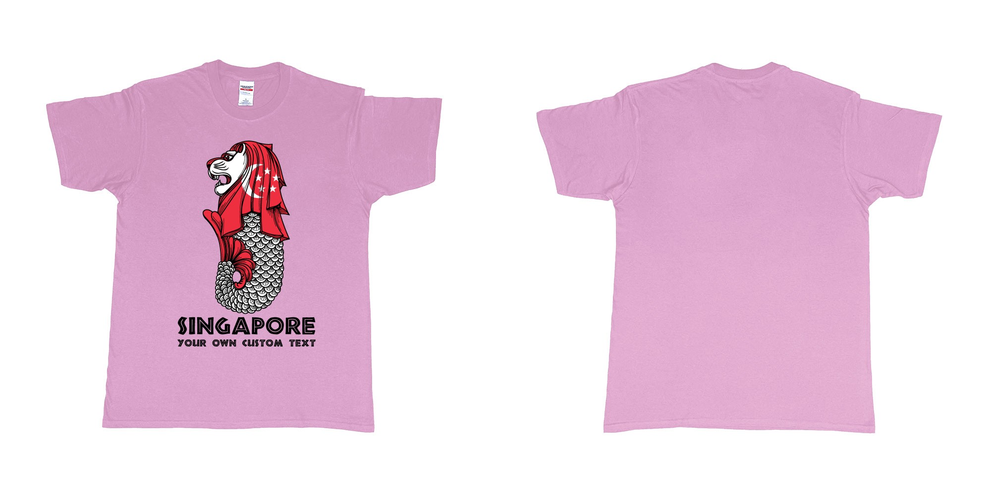 Custom tshirt design merlion singapore mascot statue lion in fabric color light-pink choice your own text made in Bali by The Pirate Way