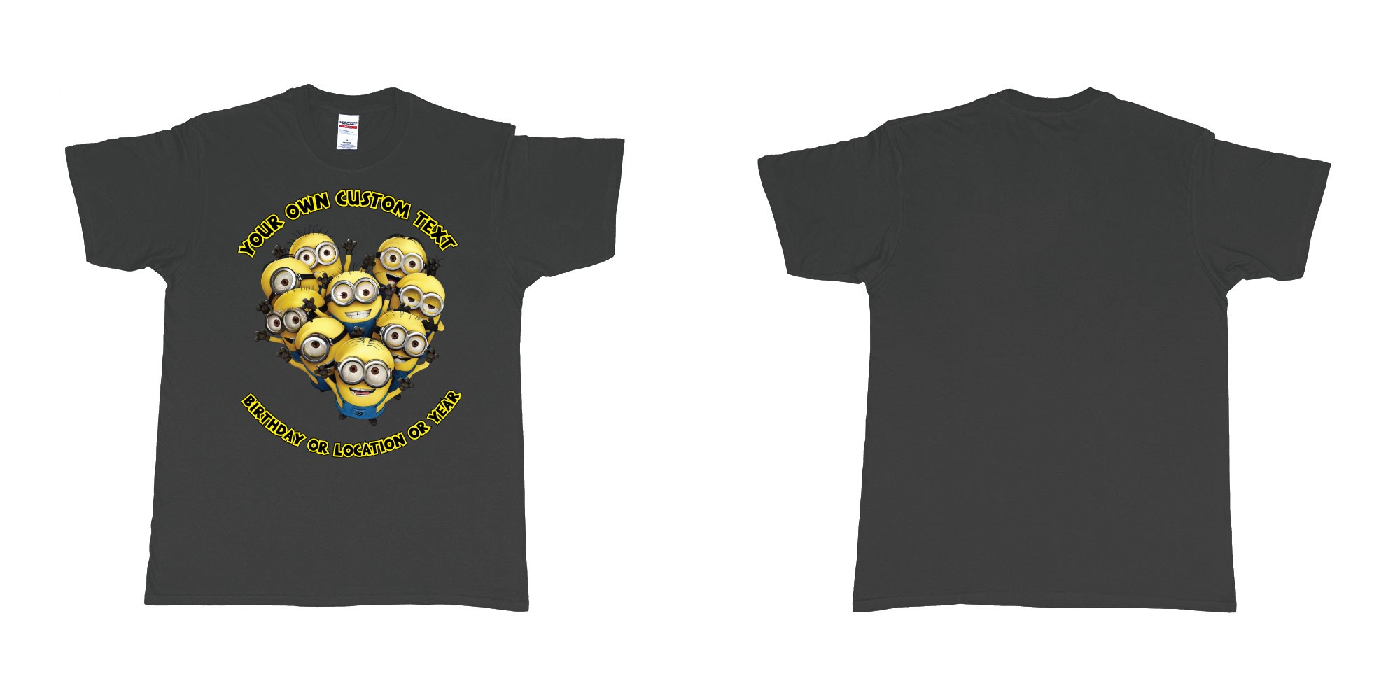 Custom tshirt design minions celebrating you in fabric color black choice your own text made in Bali by The Pirate Way