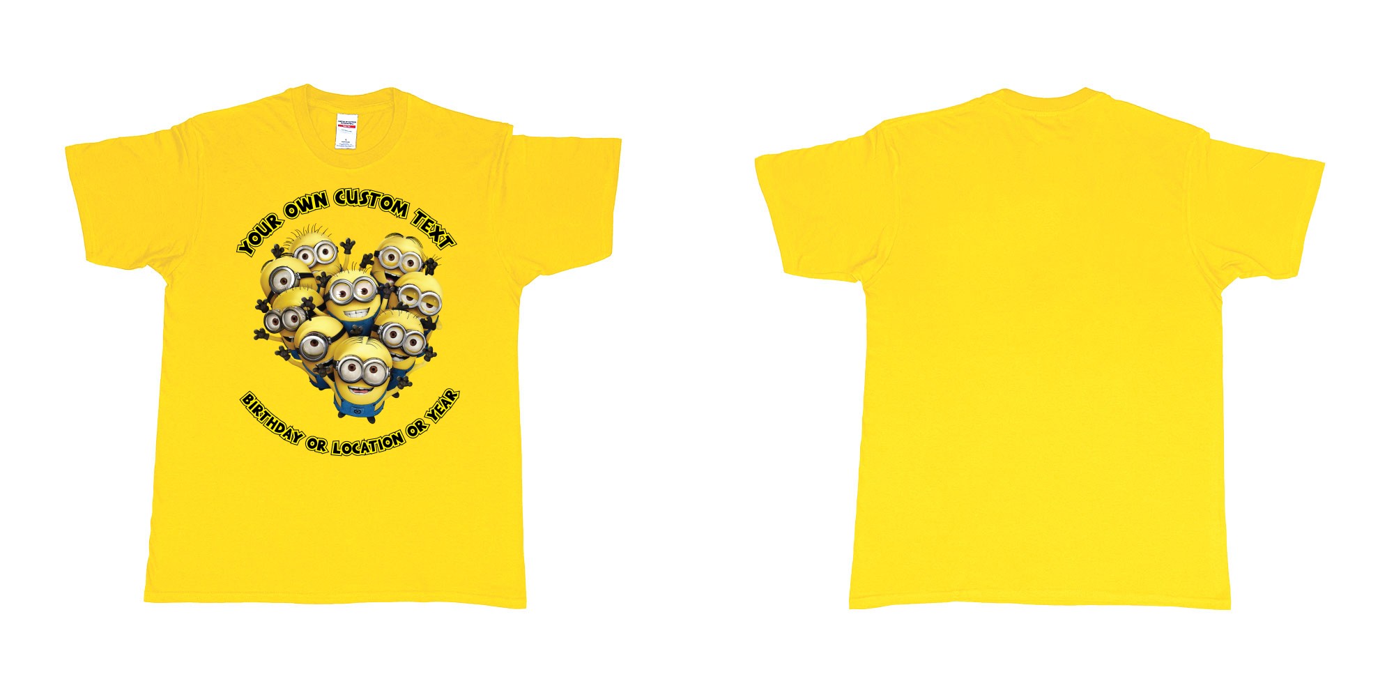 Custom tshirt design minions celebrating you in fabric color daisy choice your own text made in Bali by The Pirate Way