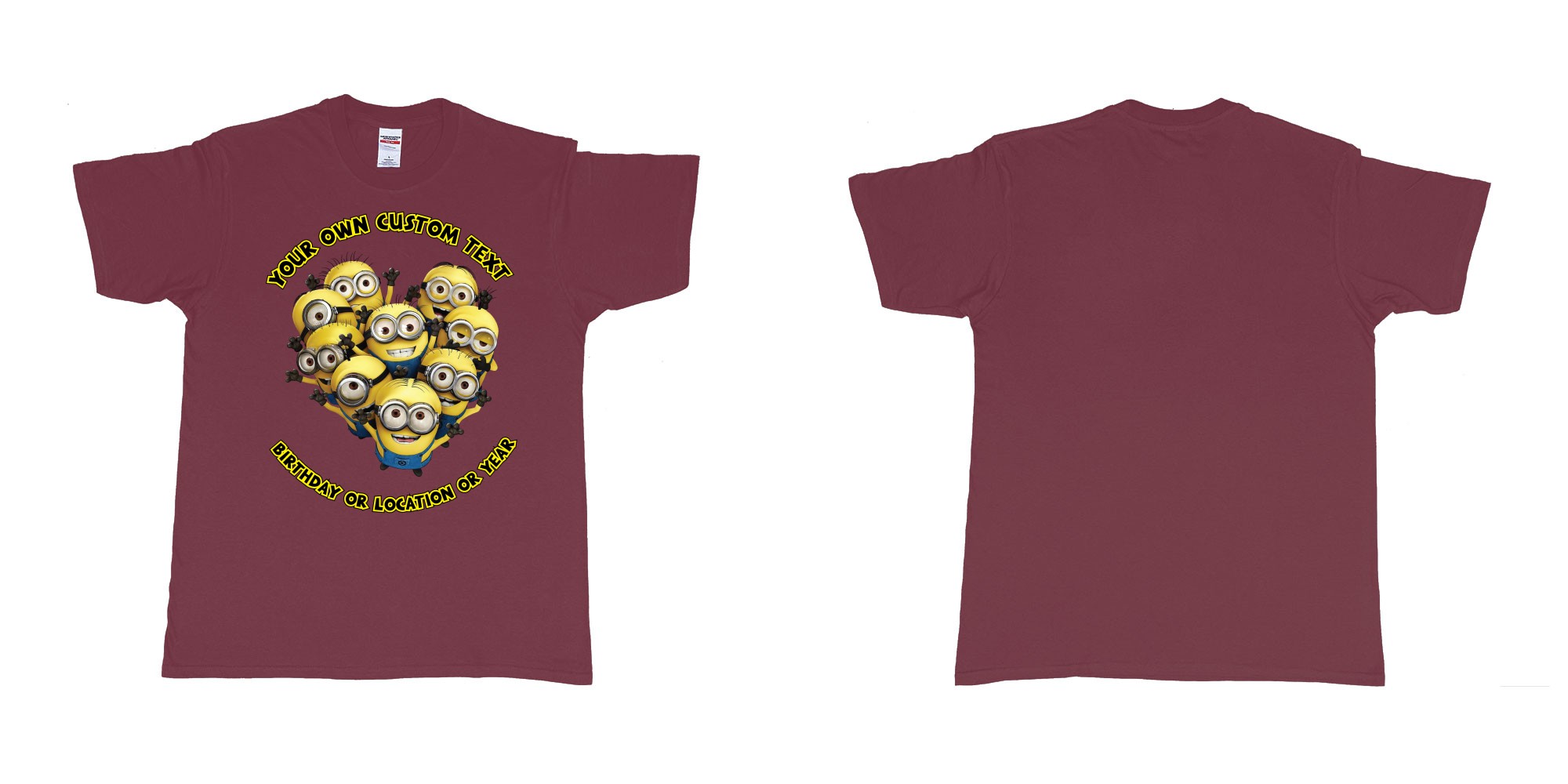 Custom tshirt design minions celebrating you in fabric color marron choice your own text made in Bali by The Pirate Way