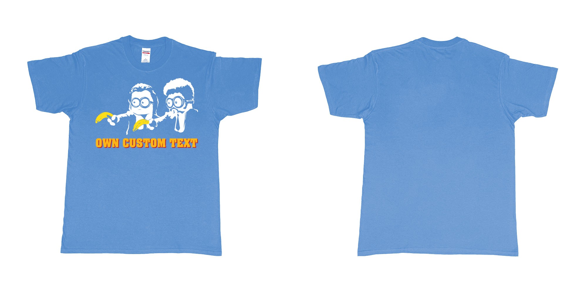 Custom tshirt design minions pulp fiction in fabric color carolina-blue choice your own text made in Bali by The Pirate Way