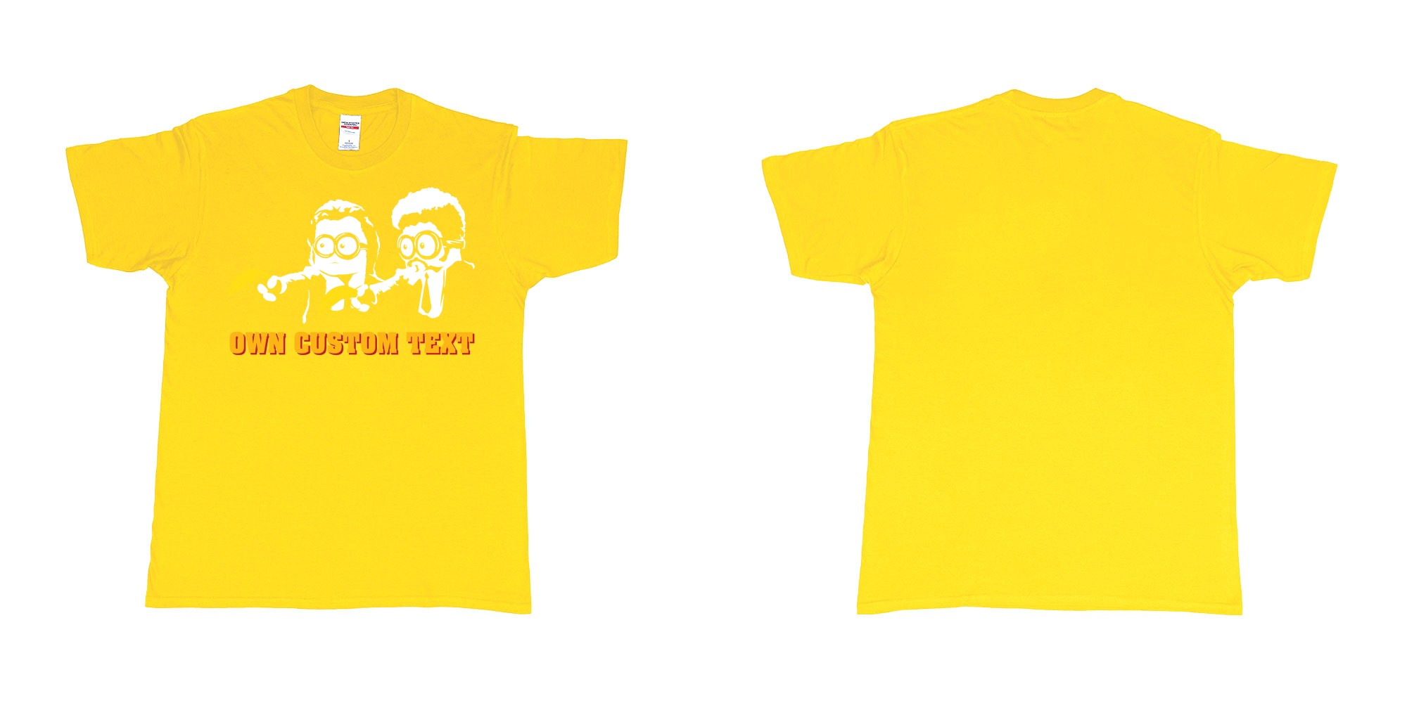 Custom tshirt design minions pulp fiction in fabric color daisy choice your own text made in Bali by The Pirate Way