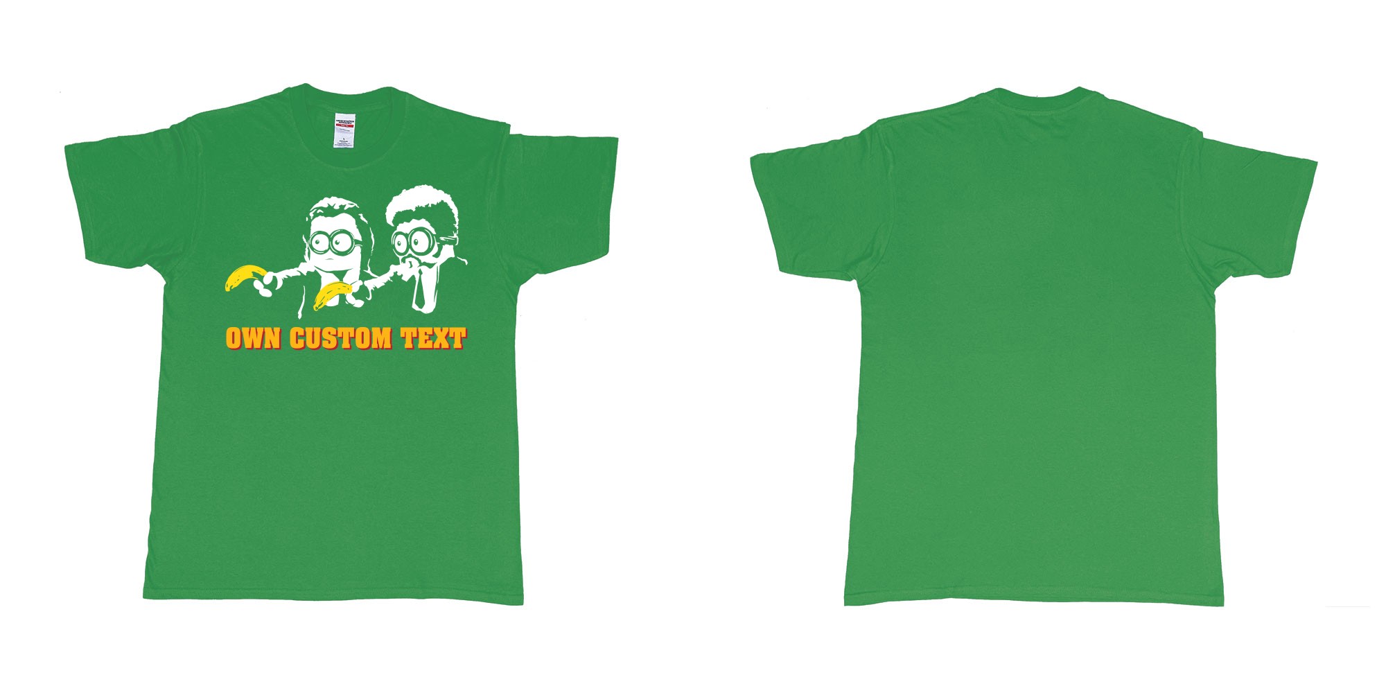 Custom tshirt design minions pulp fiction in fabric color irish-green choice your own text made in Bali by The Pirate Way