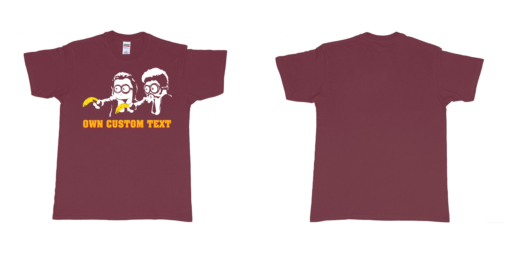 Custom tshirt design minions pulp fiction in fabric color marron choice your own text made in Bali by The Pirate Way