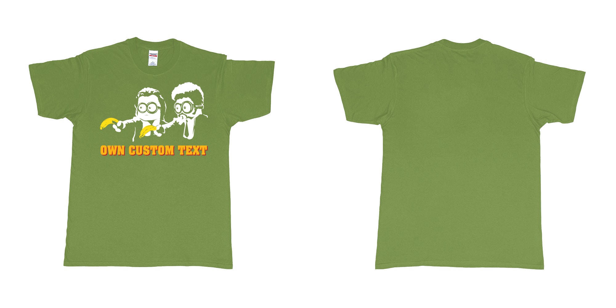 Custom tshirt design minions pulp fiction in fabric color military-green choice your own text made in Bali by The Pirate Way