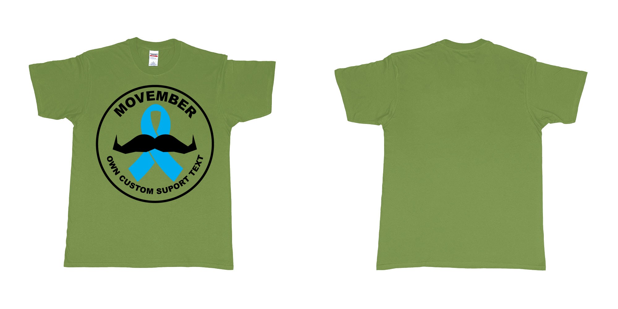 Custom tshirt design movember moustaches november prostate cancer ribbon in fabric color military-green choice your own text made in Bali by The Pirate Way