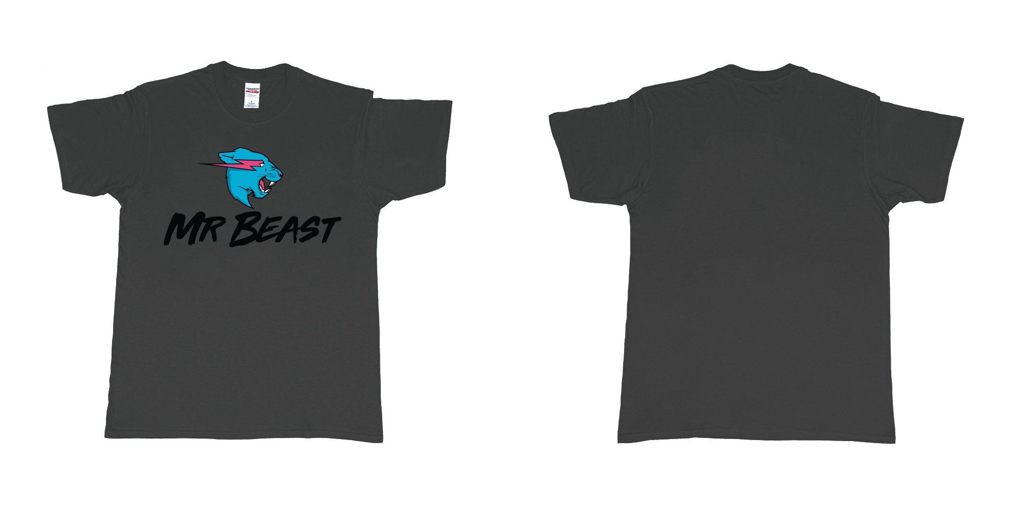 Custom tshirt design mr beast logo in fabric color black choice your own text made in Bali by The Pirate Way