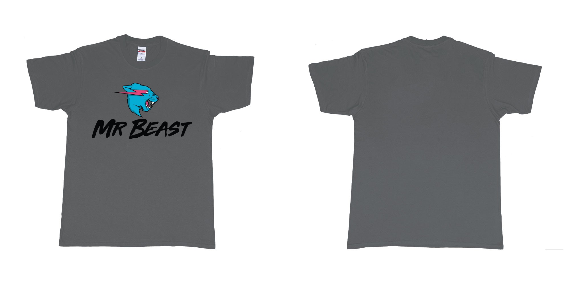 Custom tshirt design mr beast logo in fabric color charcoal choice your own text made in Bali by The Pirate Way