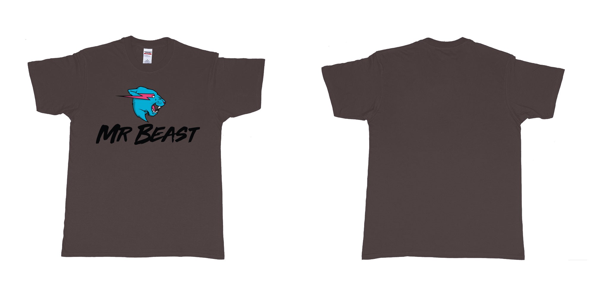 Custom tshirt design mr beast logo in fabric color dark-chocolate choice your own text made in Bali by The Pirate Way