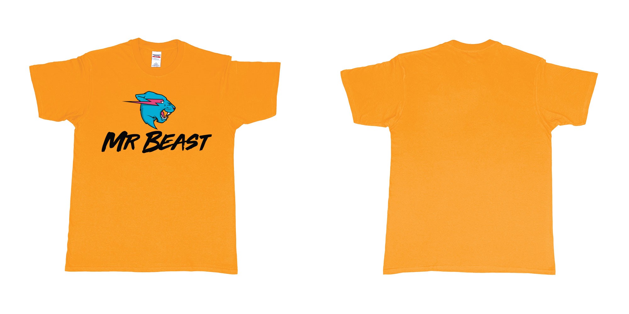 Custom tshirt design mr beast logo in fabric color gold choice your own text made in Bali by The Pirate Way
