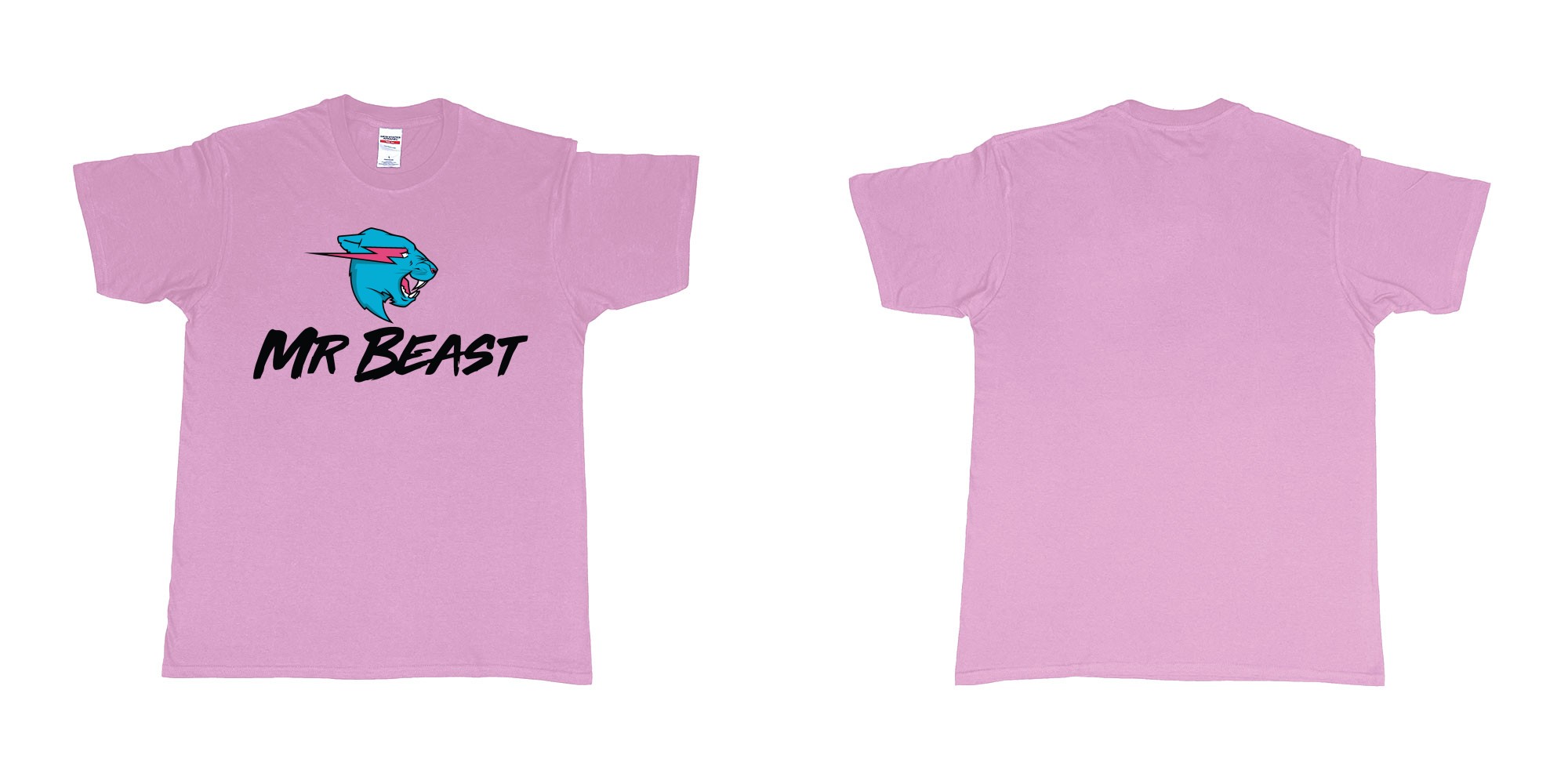 Custom tshirt design mr beast logo in fabric color light-pink choice your own text made in Bali by The Pirate Way