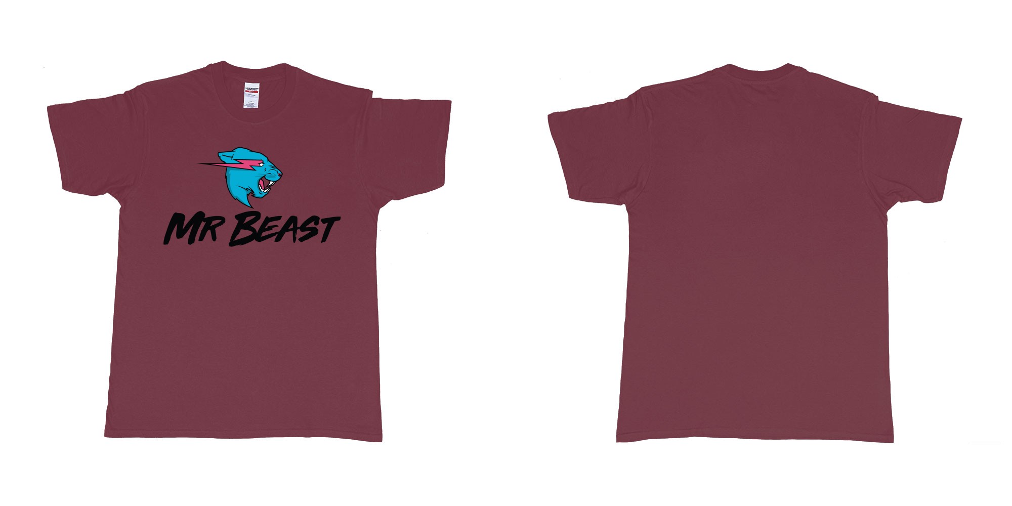 Custom tshirt design mr beast logo in fabric color marron choice your own text made in Bali by The Pirate Way
