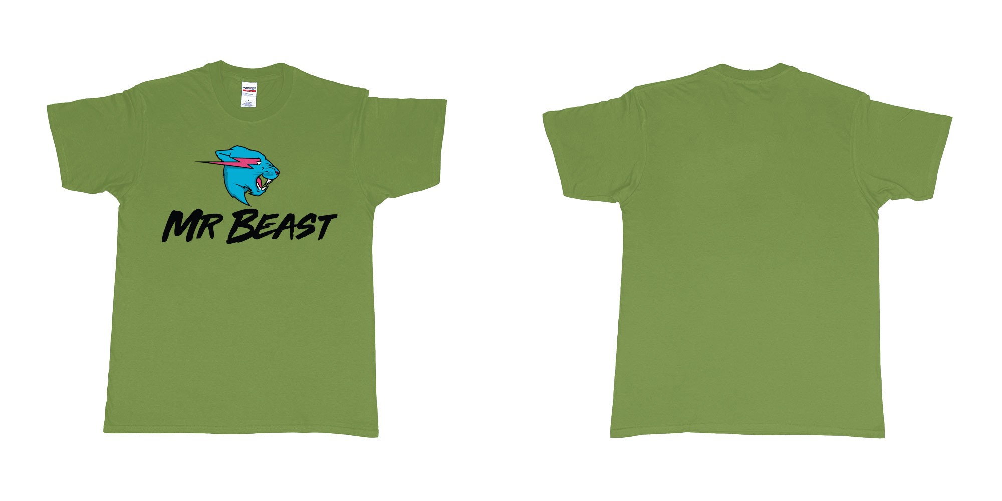Custom tshirt design mr beast logo in fabric color military-green choice your own text made in Bali by The Pirate Way