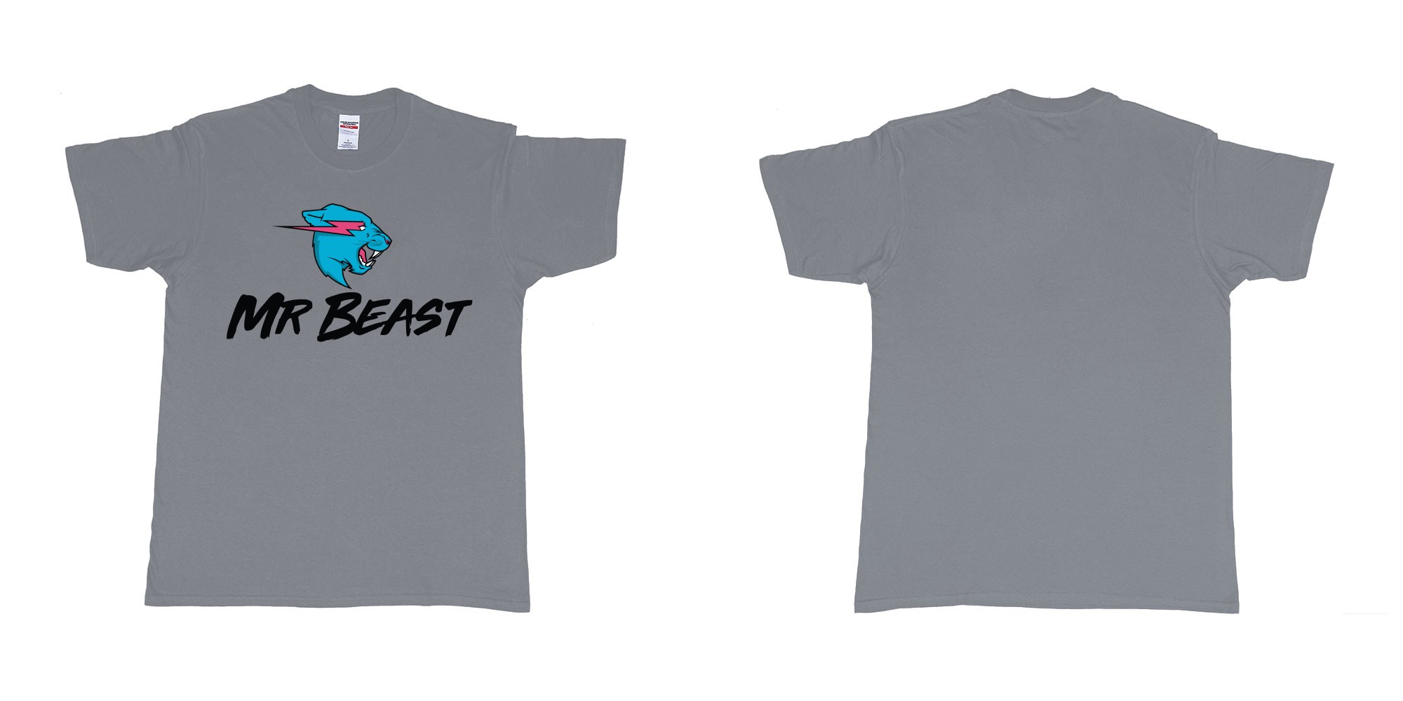 Custom tshirt design mr beast logo in fabric color misty choice your own text made in Bali by The Pirate Way
