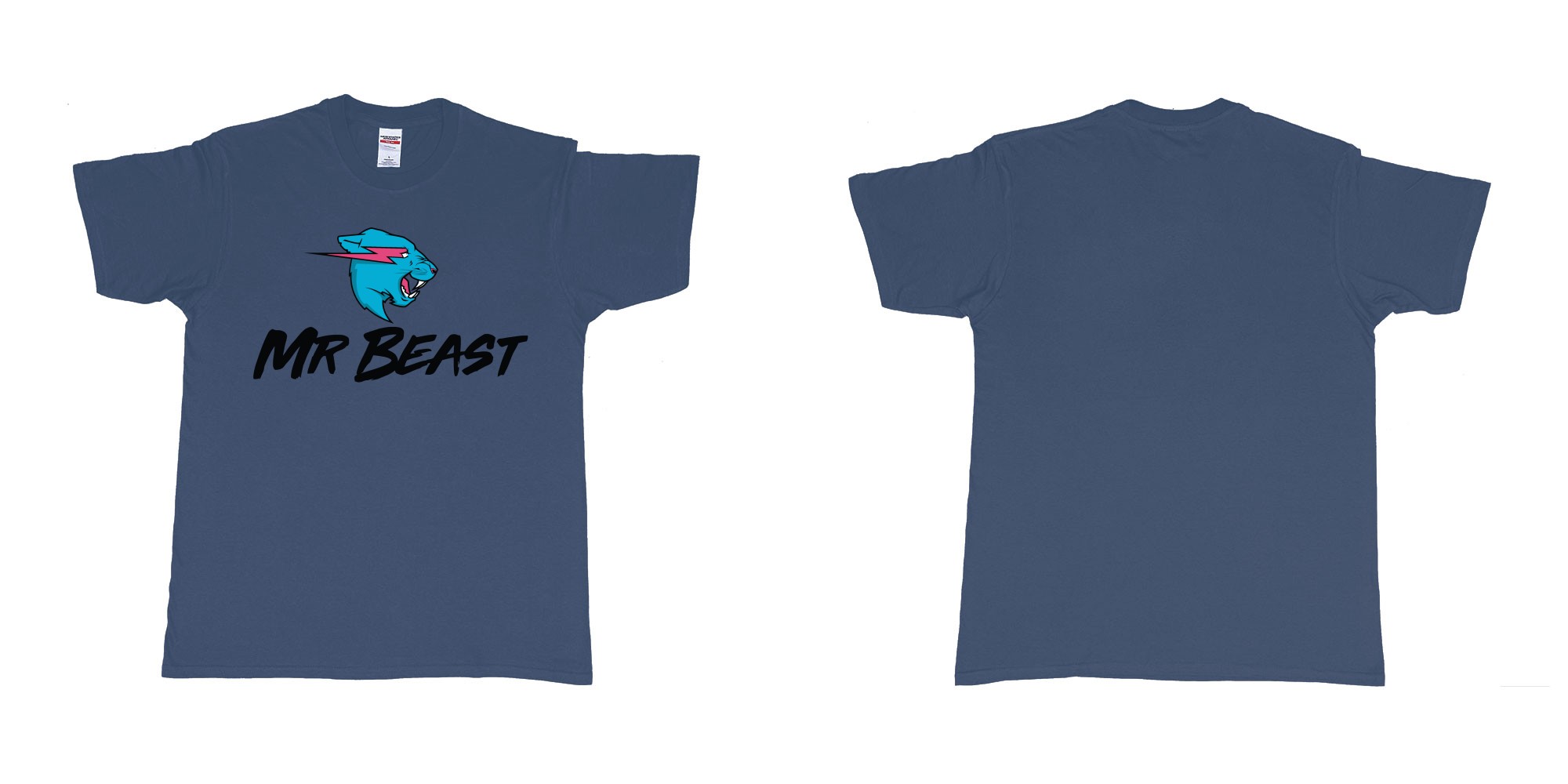 Custom tshirt design mr beast logo in fabric color navy choice your own text made in Bali by The Pirate Way