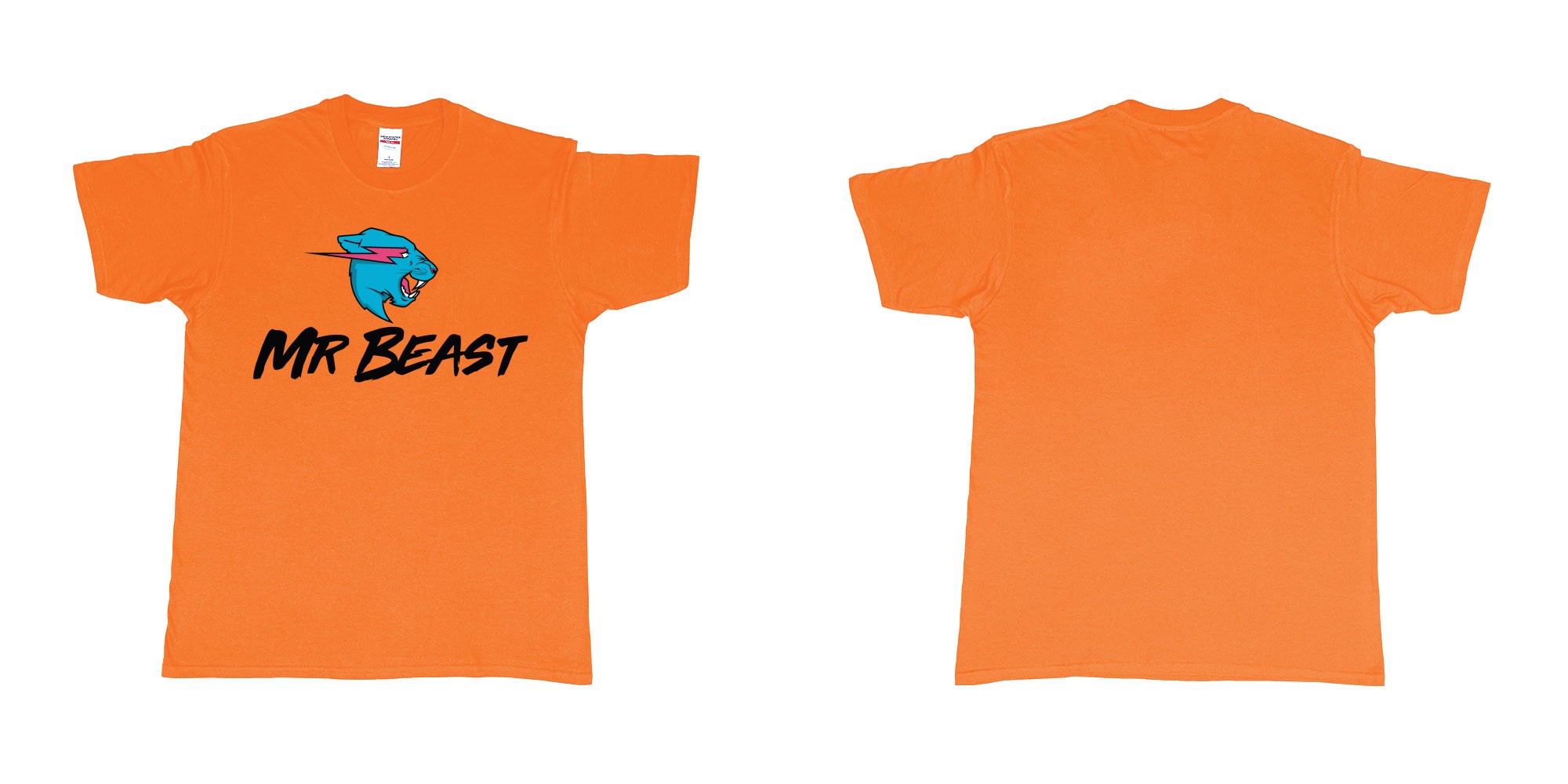 Custom tshirt design mr beast logo in fabric color orange choice your own text made in Bali by The Pirate Way