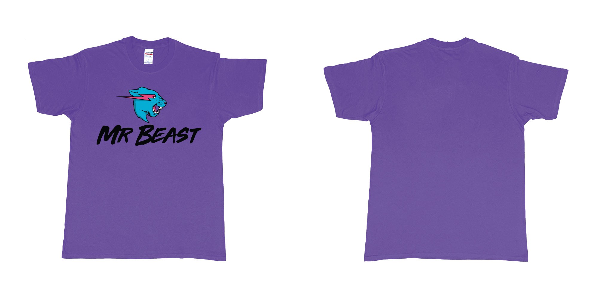 Custom tshirt design mr beast logo in fabric color purple choice your own text made in Bali by The Pirate Way