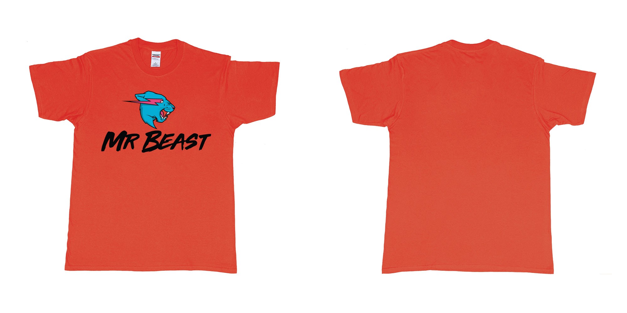 Custom tshirt design mr beast logo in fabric color red choice your own text made in Bali by The Pirate Way