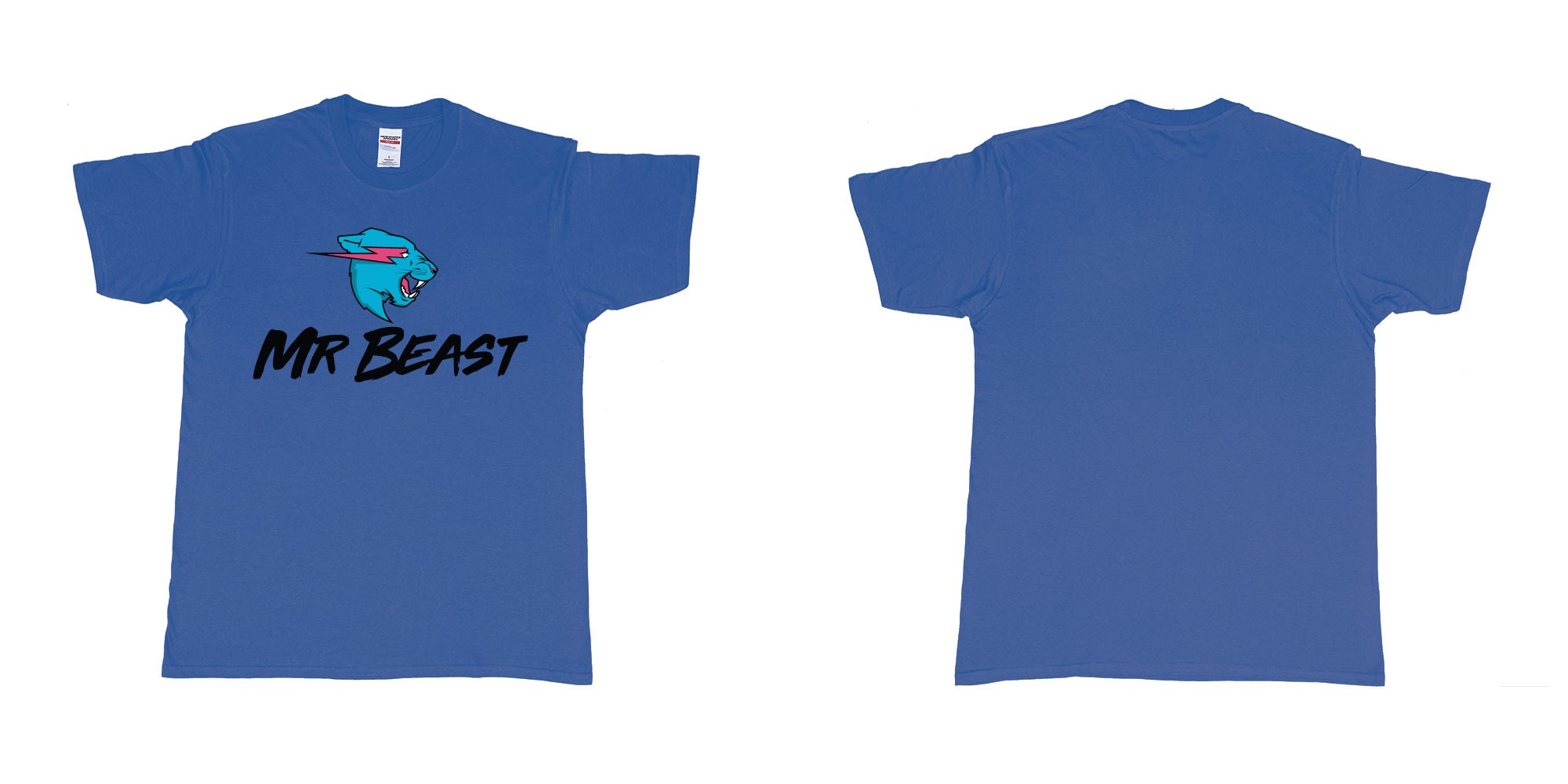 Custom tshirt design mr beast logo in fabric color royal-blue choice your own text made in Bali by The Pirate Way