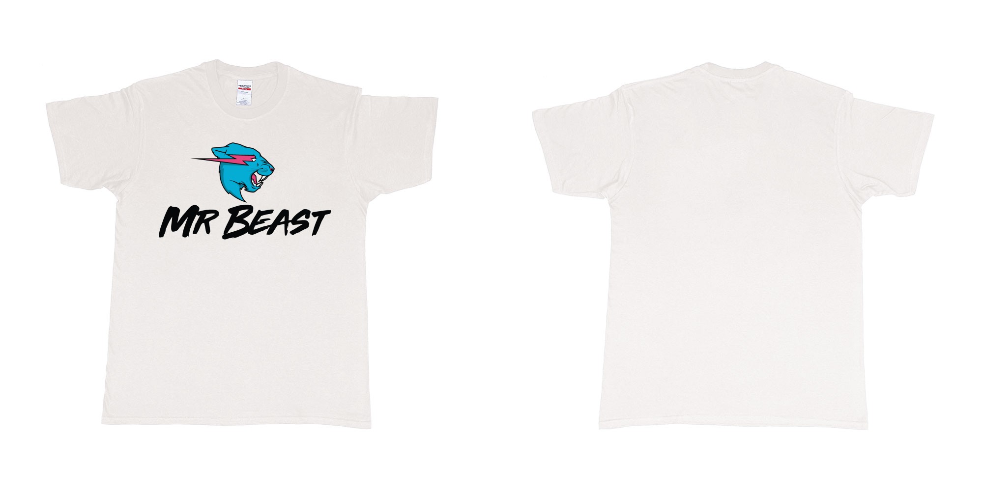 Custom tshirt design mr beast logo in fabric color white choice your own text made in Bali by The Pirate Way
