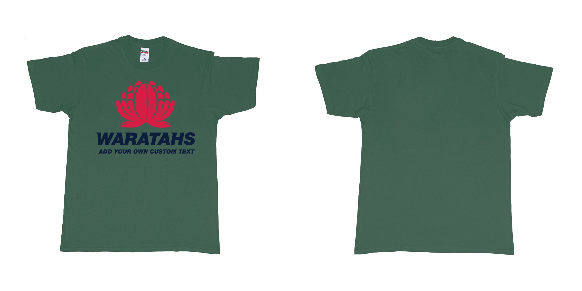 Custom tshirt design new south wales waratahs custom teeshirt in fabric color forest-green choice your own text made in Bali by The Pirate Way