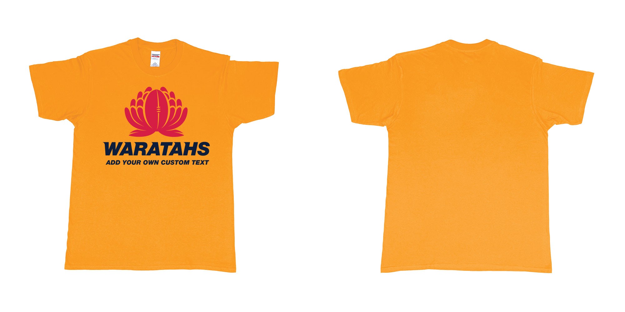 Custom tshirt design new south wales waratahs custom teeshirt in fabric color gold choice your own text made in Bali by The Pirate Way